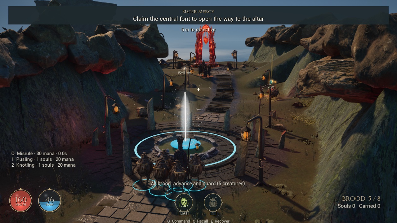 The central font in the Sworn Valley. Its capture opens the altar objective; the map uses the established sunny Passes terrain with local vow lighting.