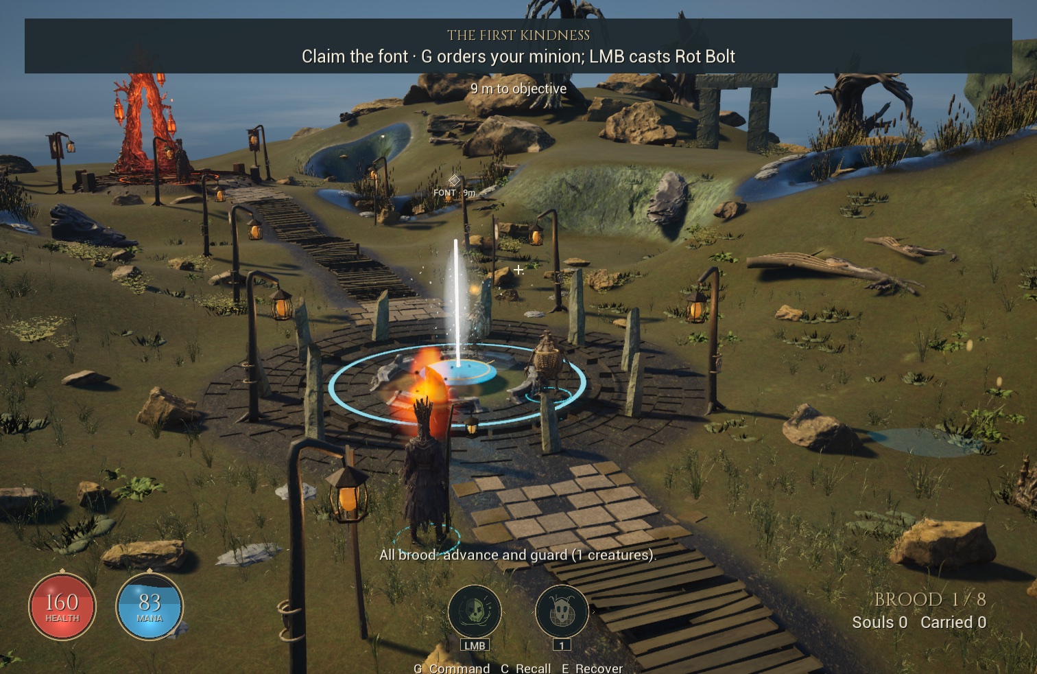 The first Pusling and Rot Bolt at the font. This staged packaged-game view uses the ordinary camera and actual combat rules.
