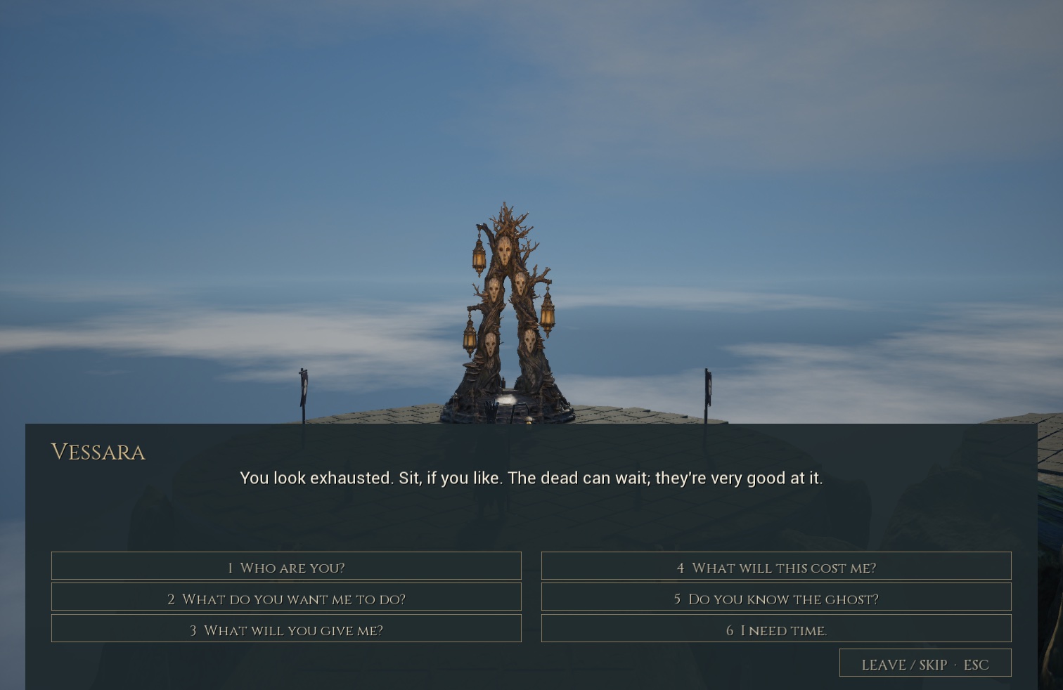 Vessara speaks through her established altar. Questions, gifts and consequences are separate choices. Staged capture from the verified Mac app.