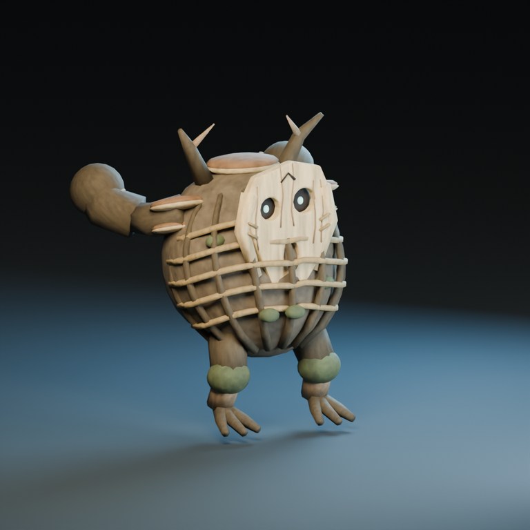 An original Blender studio render shows the Brute drawing back both arms during the new area preparation.
