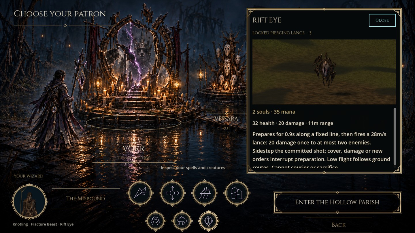 The floating Rift Eye in its actual model inspector with the piercing-lance ability description.